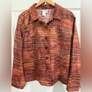 Coldwater Creek Multicolor Fall Metallic Button-Down Jacket